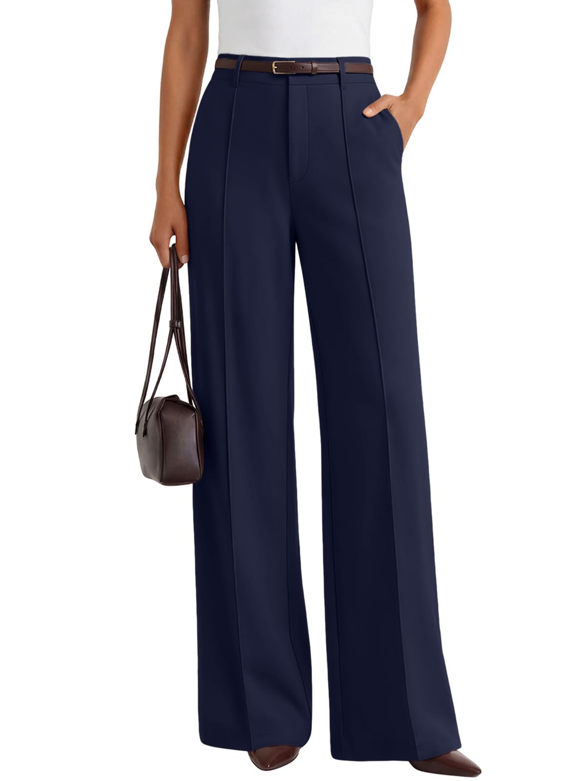 LILLUSORY High Waisted Front Seam Stretchy Dress Work Pants with Pockets
