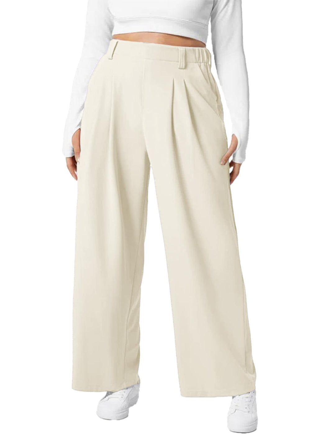 Eytino Womens Plus Size Wide Leg Dress Pants