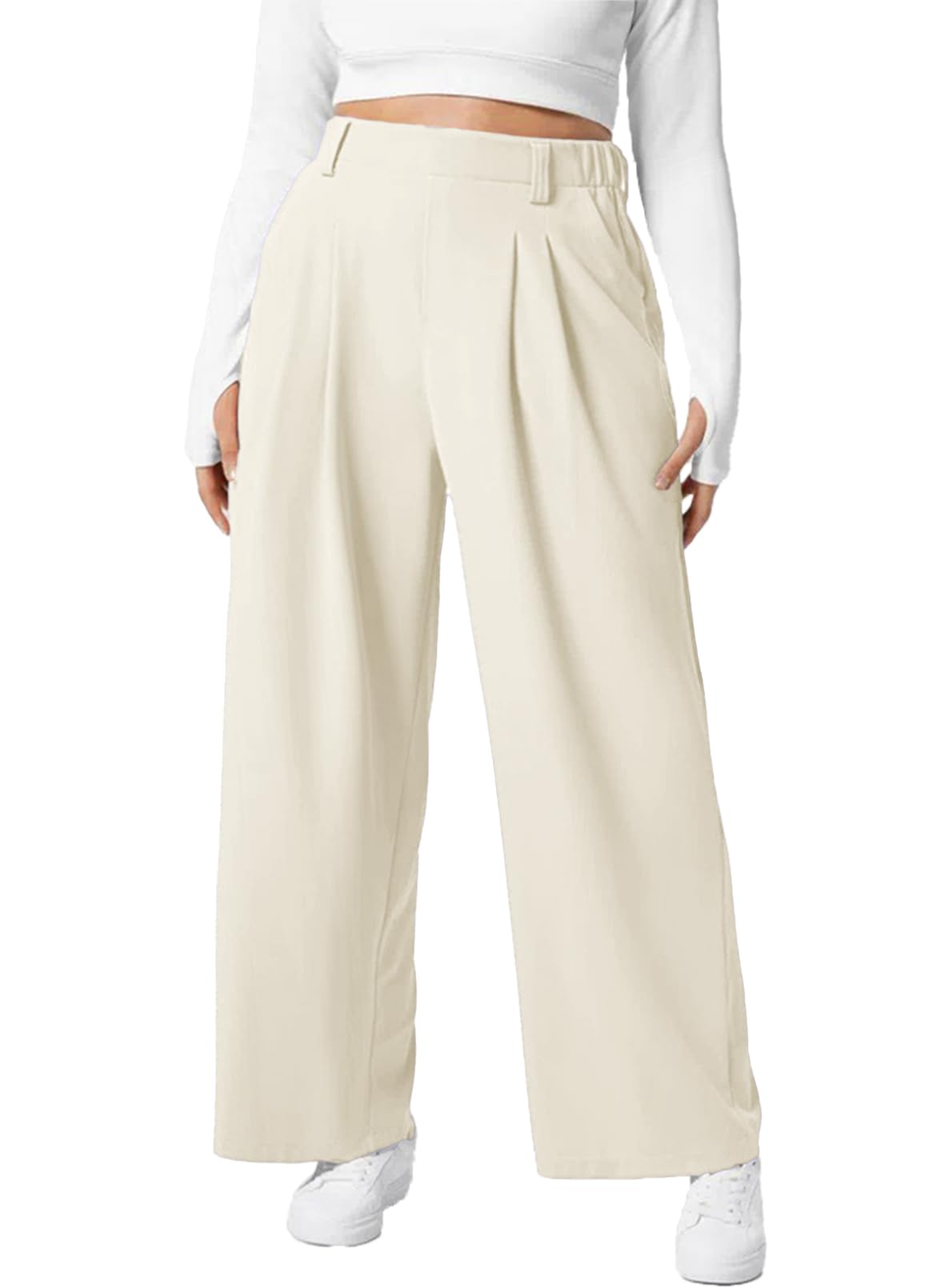 Eytino Womens Plus Size Wide Leg Dress Pants