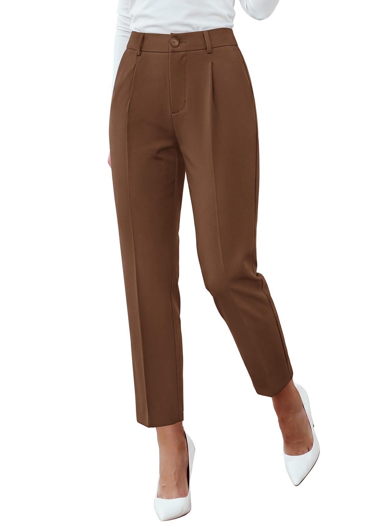 BTFBM Dress Pants Women Work Business Office Ankle Trousers Pockets