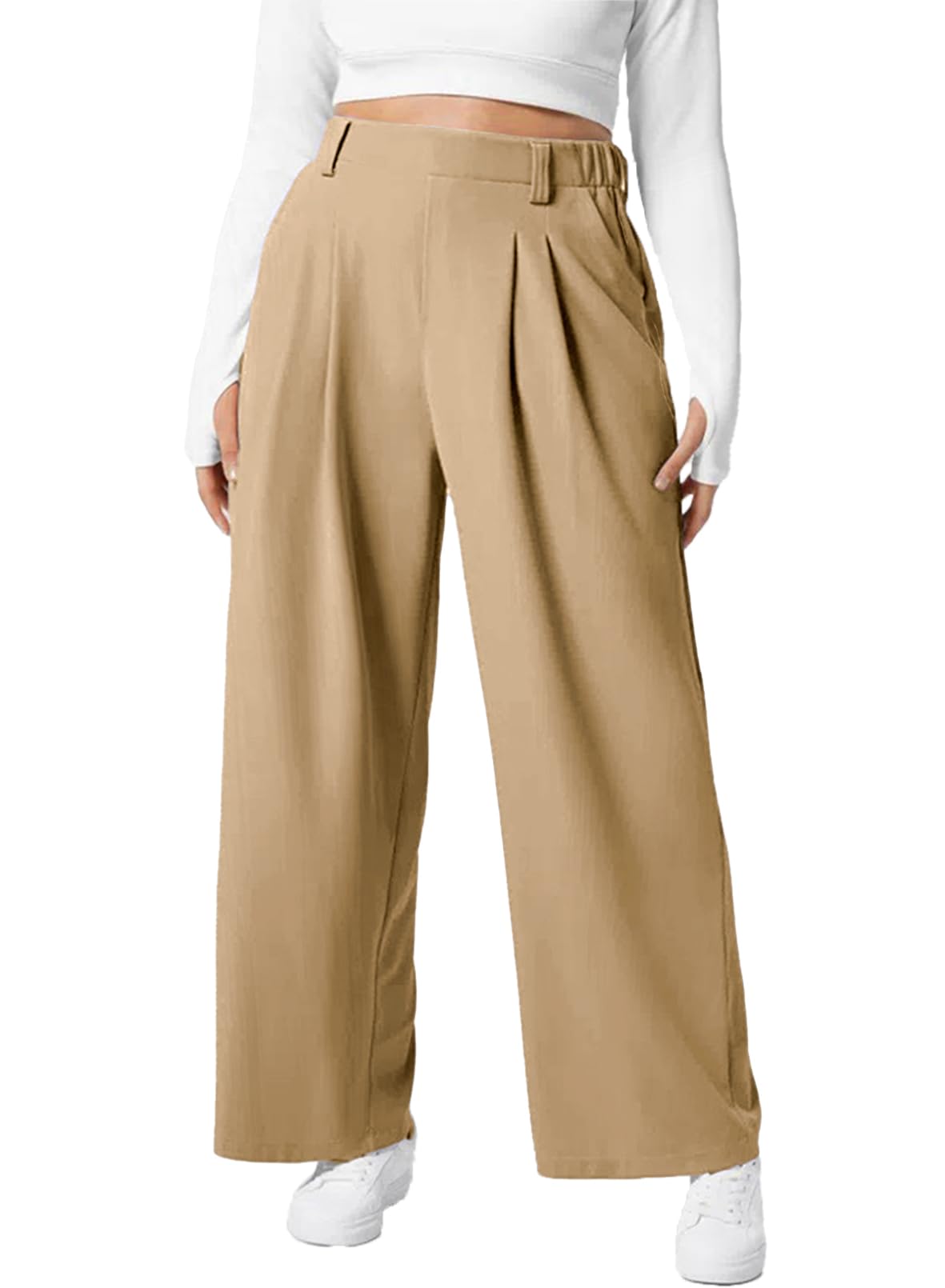 Eytino Womens Plus Size Wide Leg Dress Pants