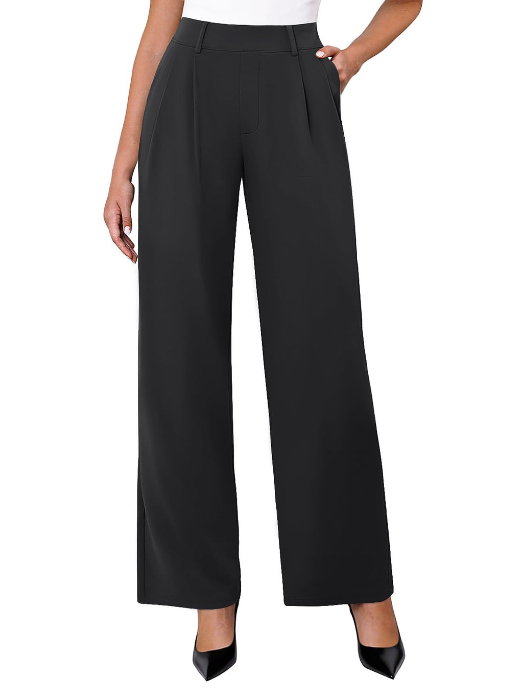 DLOODA Womens Wide Leg Dress Pants Stretchy High Waisted Work Pants