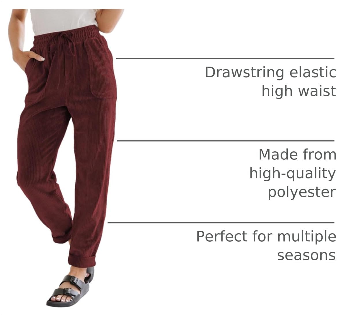 EVALESS Womens Corduroy Pants Straight Leg Fall Teacher Pants