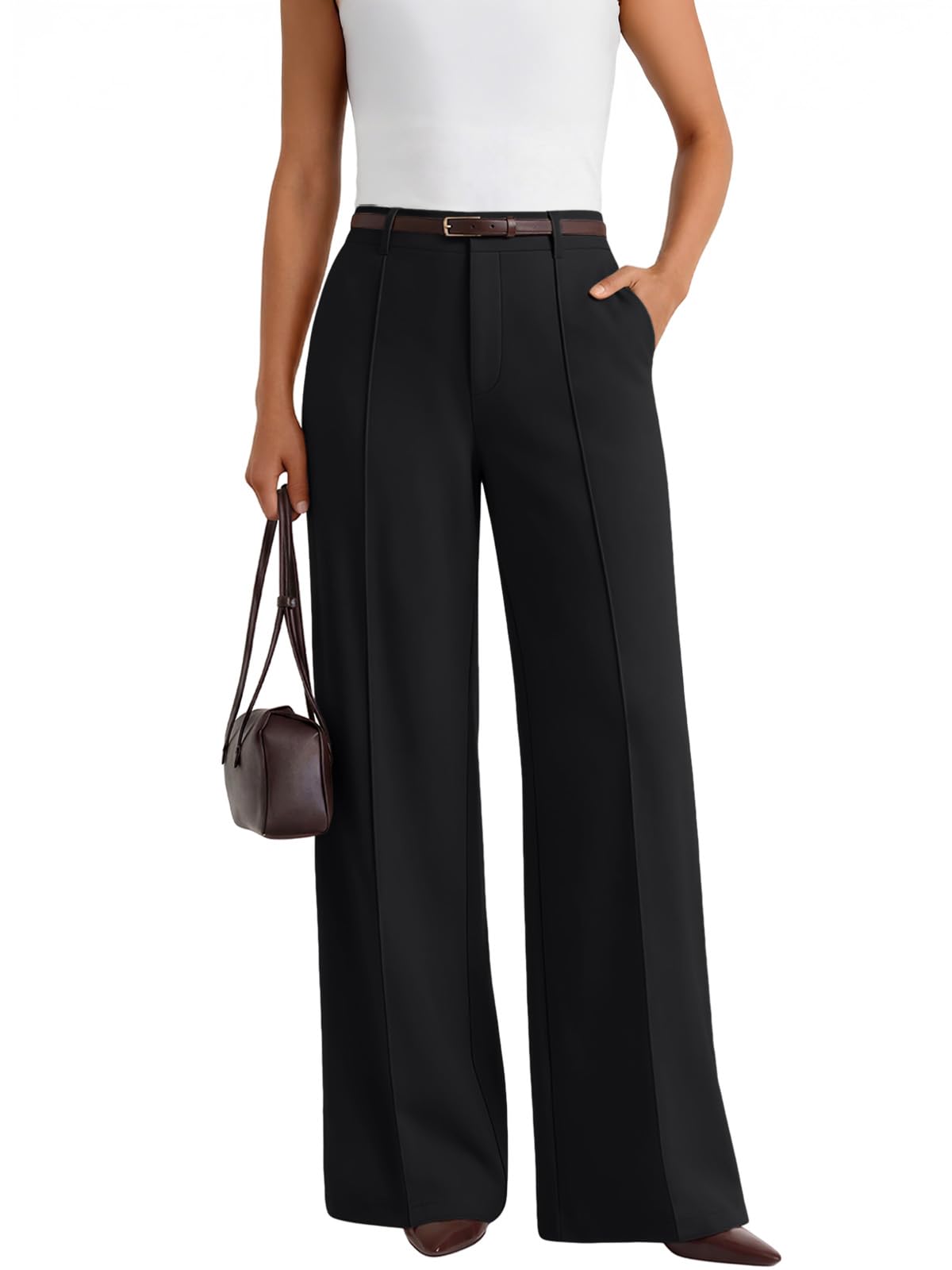 LILLUSORY High Waisted Front Seam Stretchy Dress Work Pants with Pockets