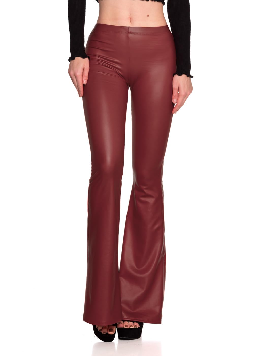 Women's J2 Love Faux Leather Bell Botom Flare Pants