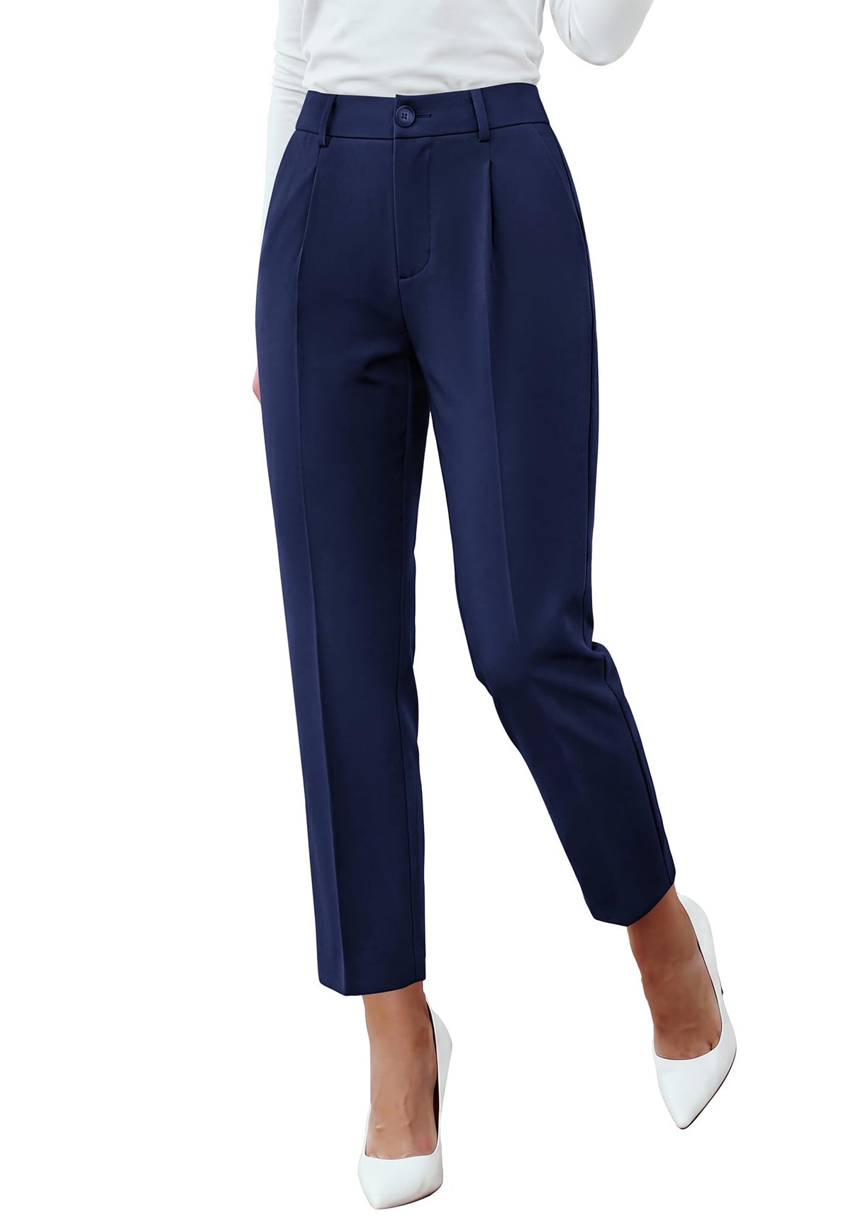 BTFBM Dress Pants Women Work Business Office Ankle Trousers Pockets