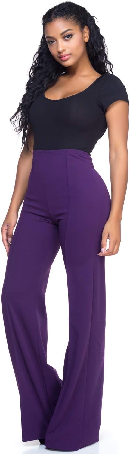 Cemi Ceri Women’s High Waist Wide Leg Dress Pants – Flared Business Slacks for Office, Work & Casual Wear, Stretch Comfort