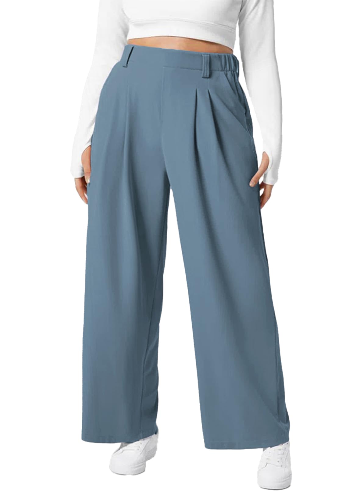Eytino Womens Plus Size Wide Leg Dress Pants