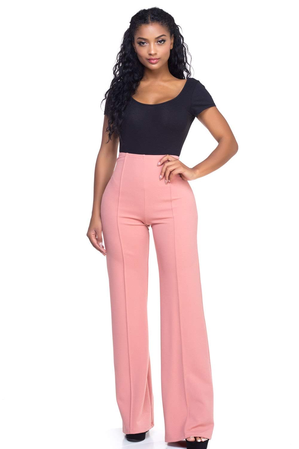 Cemi Ceri Women’s High Waist Wide Leg Dress Pants – Flared Business Slacks for Office, Work & Casual Wear, Stretch Comfort