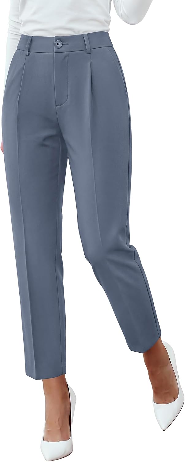 BTFBM Dress Pants Women Work Business Office Ankle Trousers Pockets