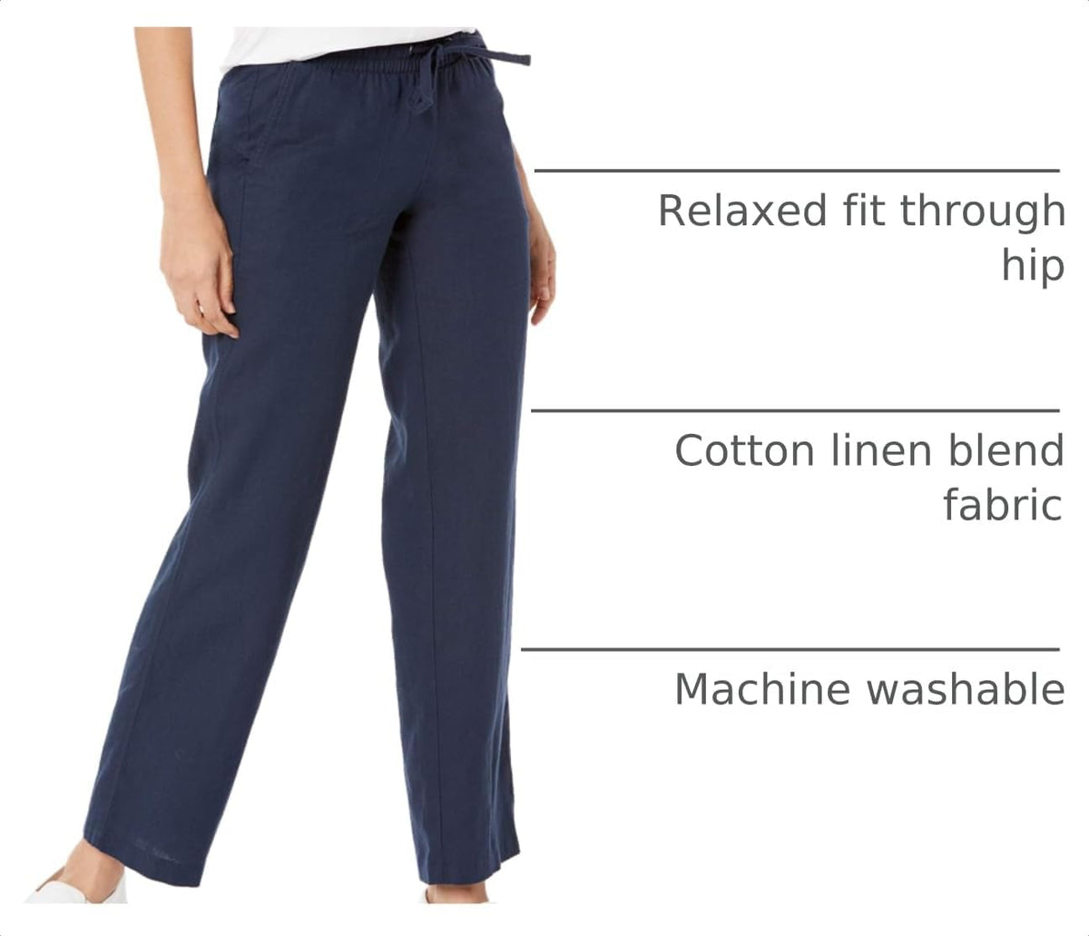 Amazon Essentials Women's Linen Blend Drawstring Relaxed Fit Wide Leg Pants (Available in Plus Size)