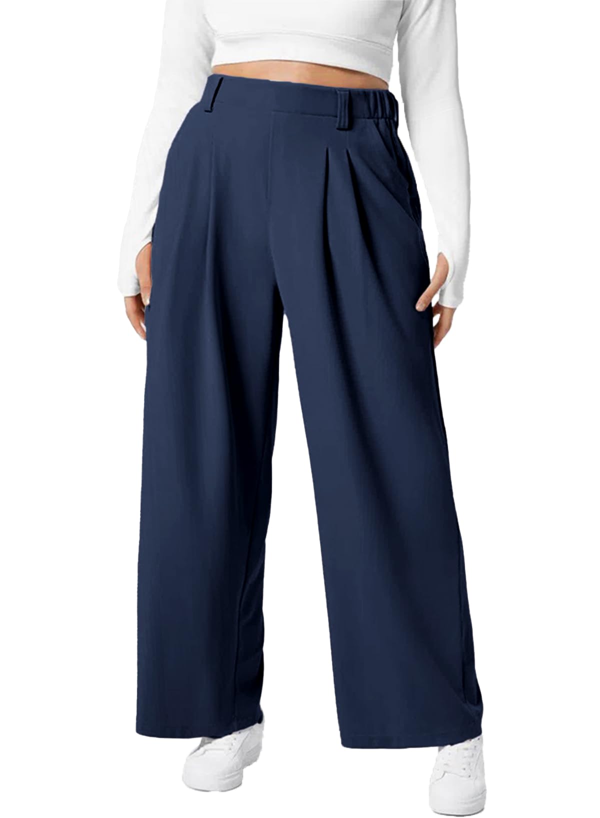 Eytino Womens Plus Size Wide Leg Dress Pants