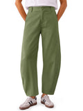 Yousify Womens Baggy Barrel Pants Curved Elastic Waist Tapered Leg Trousers