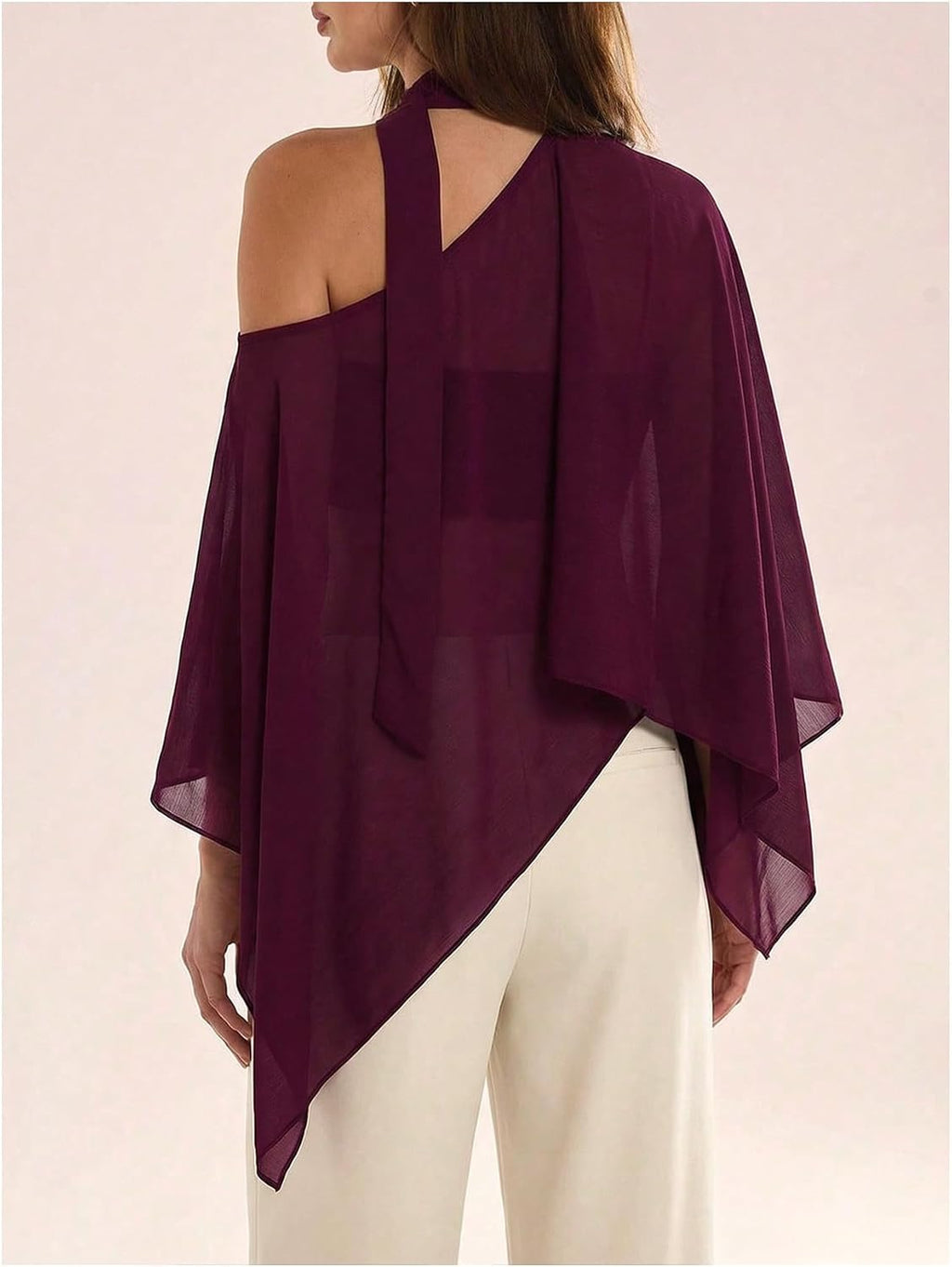 WDIRARA Women's Poncho Top Off The Shoulder Tops Y2k Flowy with Scarf