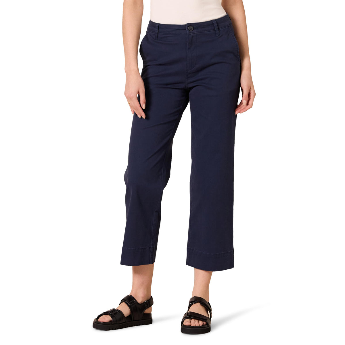 Amazon Essentials Women's High-Rise Slim-Fit Stretchy Ankle-Length Wide-Leg Khaki Pant