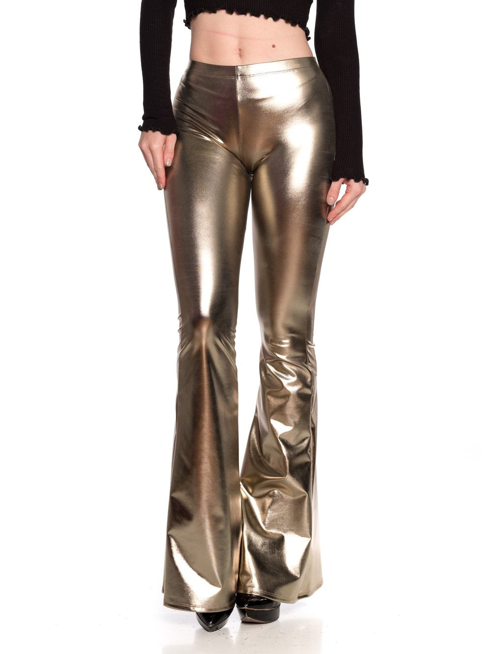 Women's J2 Love Faux Leather Bell Botom Flare Pants