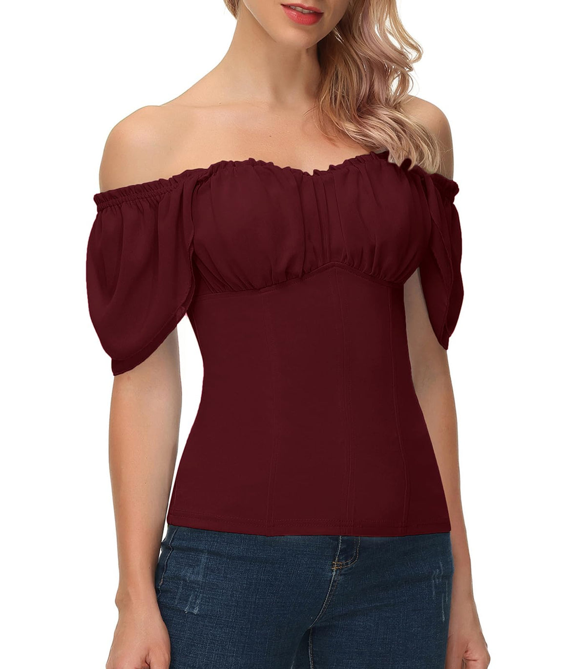 Scarlet Darkness Off the Shoulder Tops for Women Renaissance Pirate Shirt