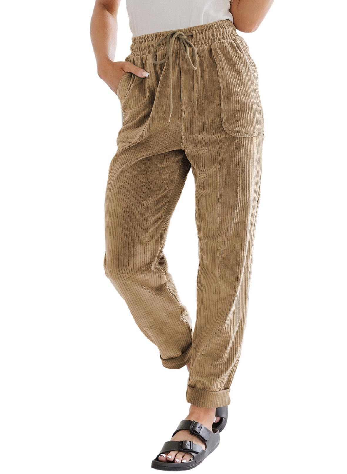 EVALESS Womens Corduroy Pants Straight Leg Fall Teacher Pants