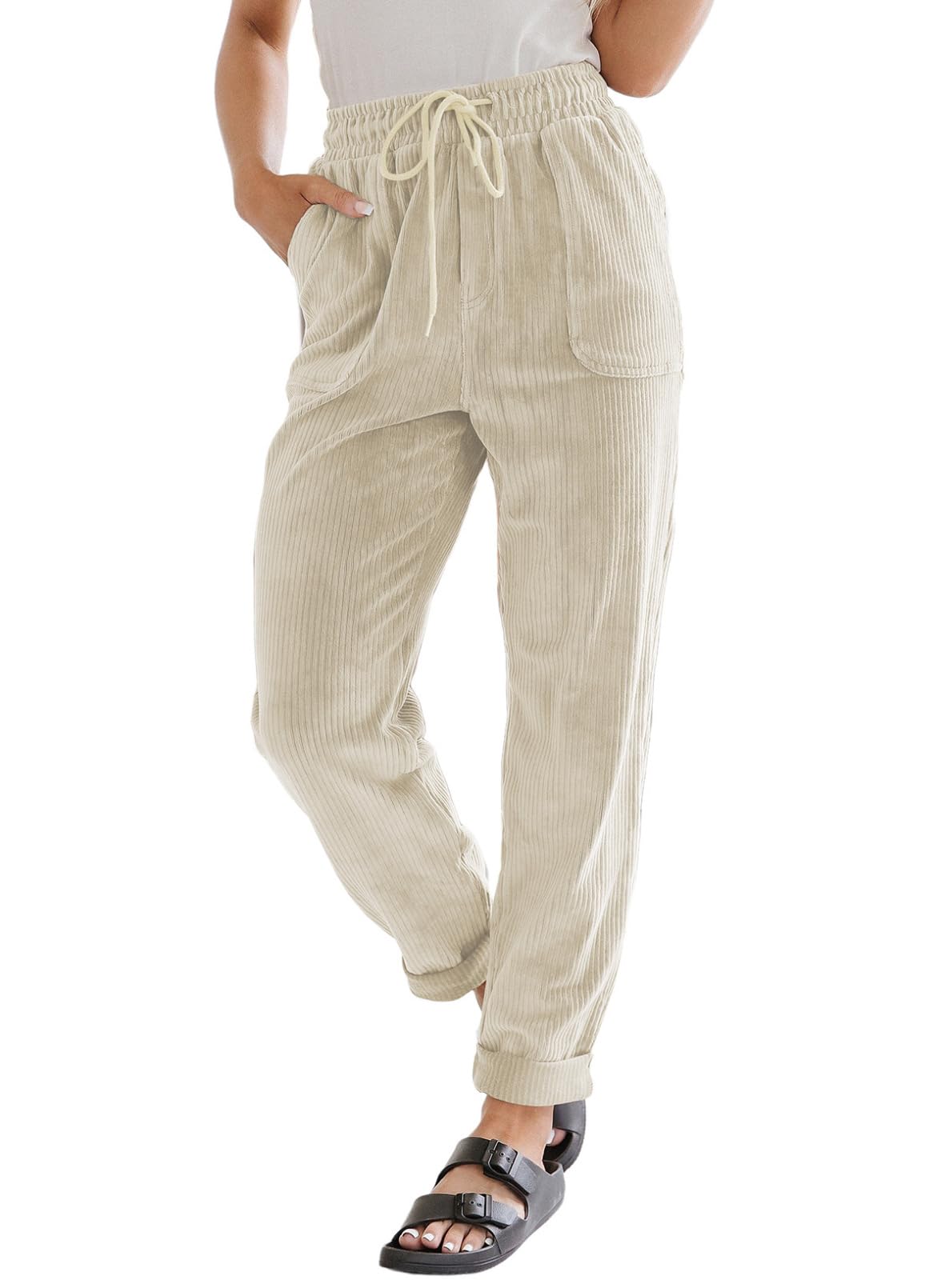 EVALESS Womens Corduroy Pants Straight Leg Fall Teacher Pants