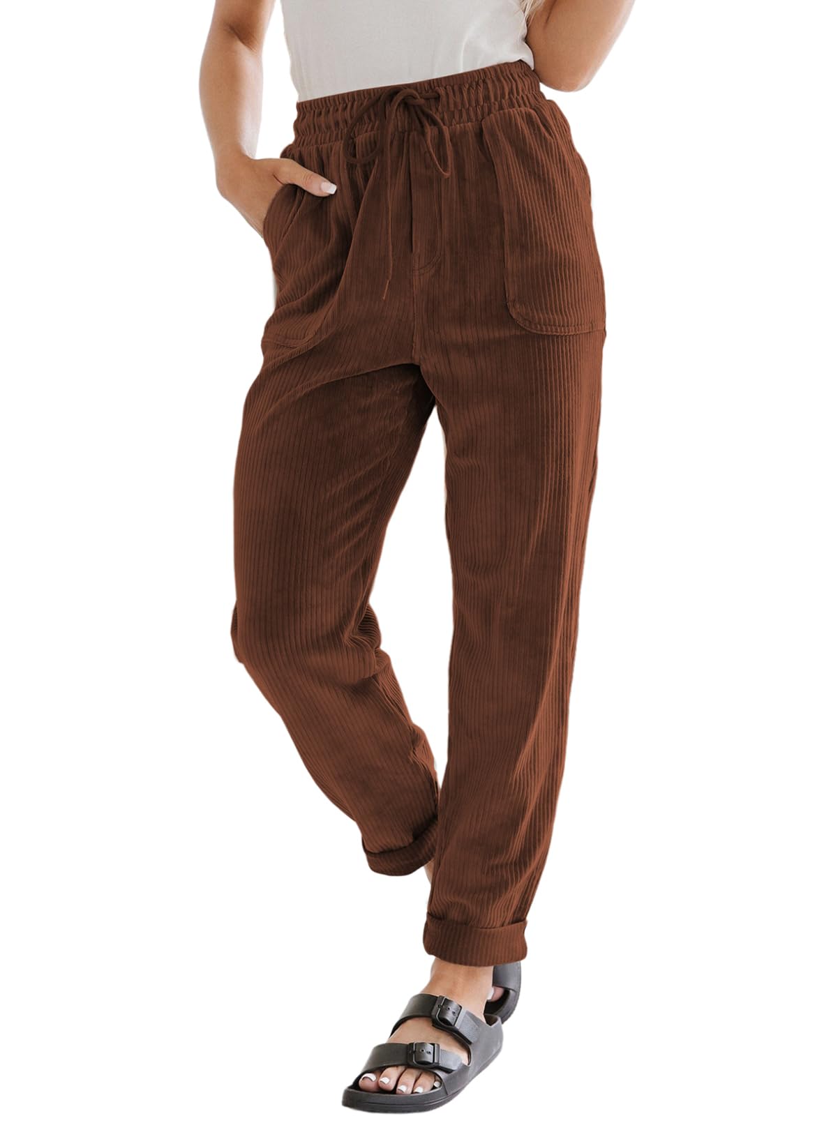 EVALESS Womens Corduroy Pants Straight Leg Fall Teacher Pants
