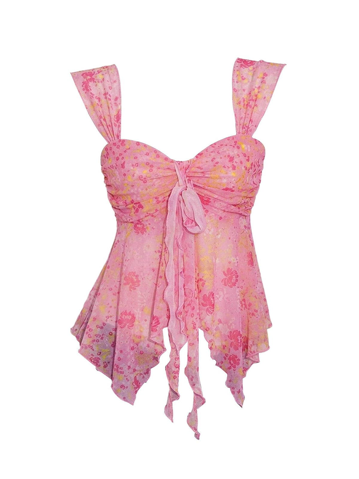 Milumia Women's Flowy Baby Doll Tank Tops Y2k Mesh Going Out Top Festival