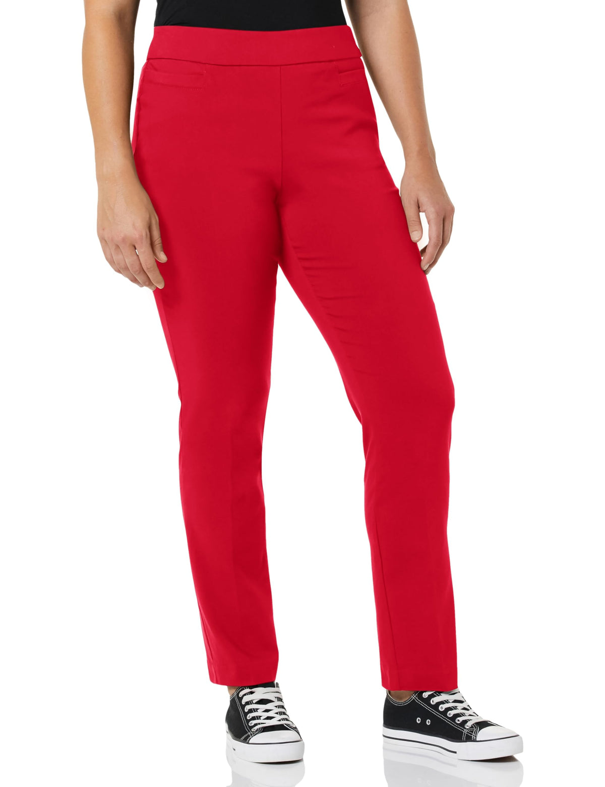 Briggs New York Women’s Pull On Dress Pants 4 Pockets Straight Leg Stretchy Office Casual Work Slacks