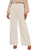 Sidefeel Women's Wide Leg Corduroy Pants High Waisted Baggy Trousers