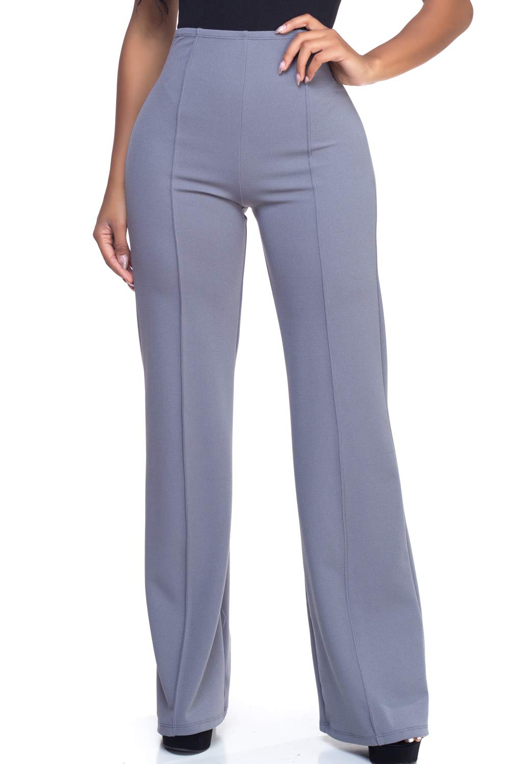 Cemi Ceri Women’s High Waist Wide Leg Dress Pants – Flared Business Slacks for Office, Work & Casual Wear, Stretch Comfort
