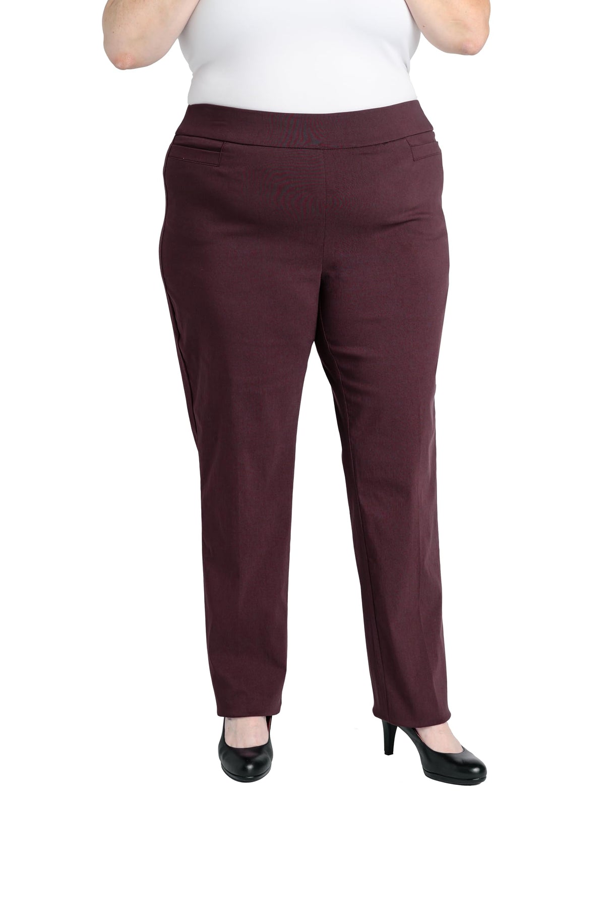 Briggs New York Women’s Plus Size Pull On Dress Pants 4 Pockets Straight Leg Stretchy Office Casual Work Slacks