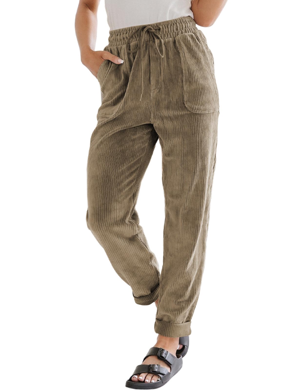 EVALESS Womens Corduroy Pants Straight Leg Fall Teacher Pants