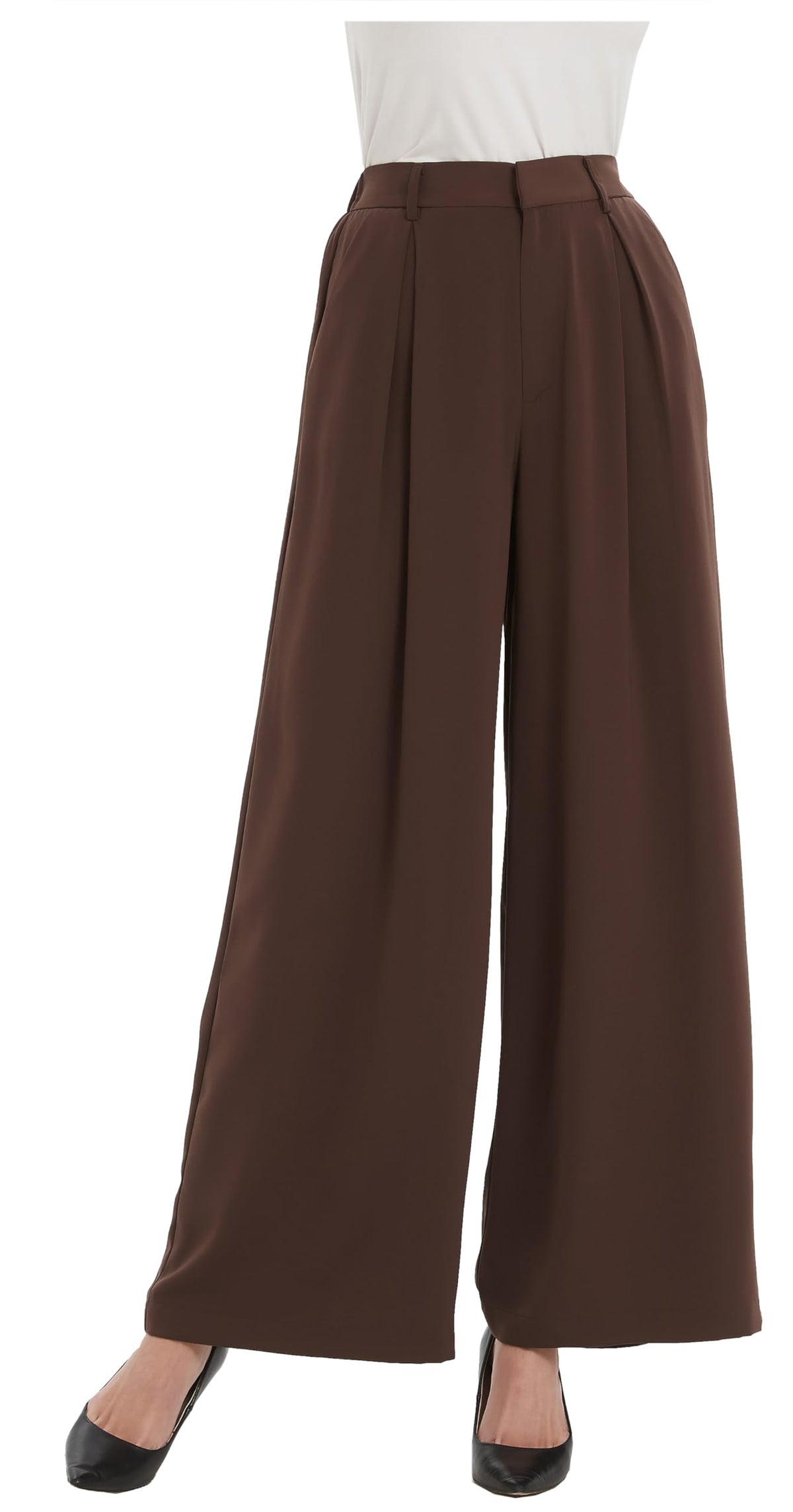 Tronjori Womens High Waist Casual Wide Leg Palazzo Business Pants
