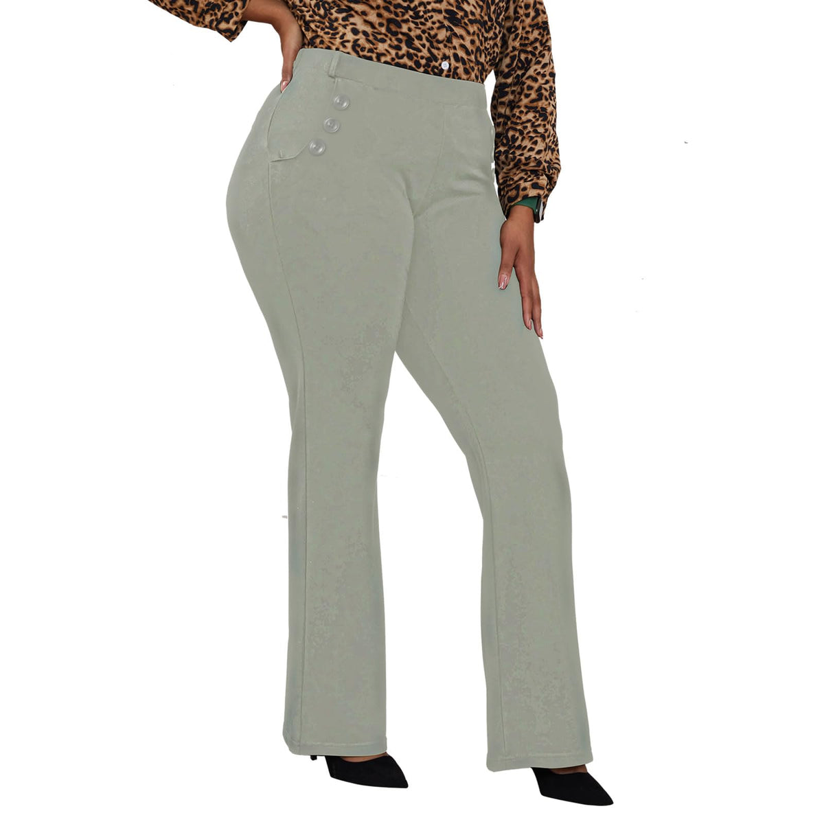 DGD Wrinkle-Free Stretch Dress Pants Plus Size for Women Pull-on Pant Ease into Comfort Office Pant