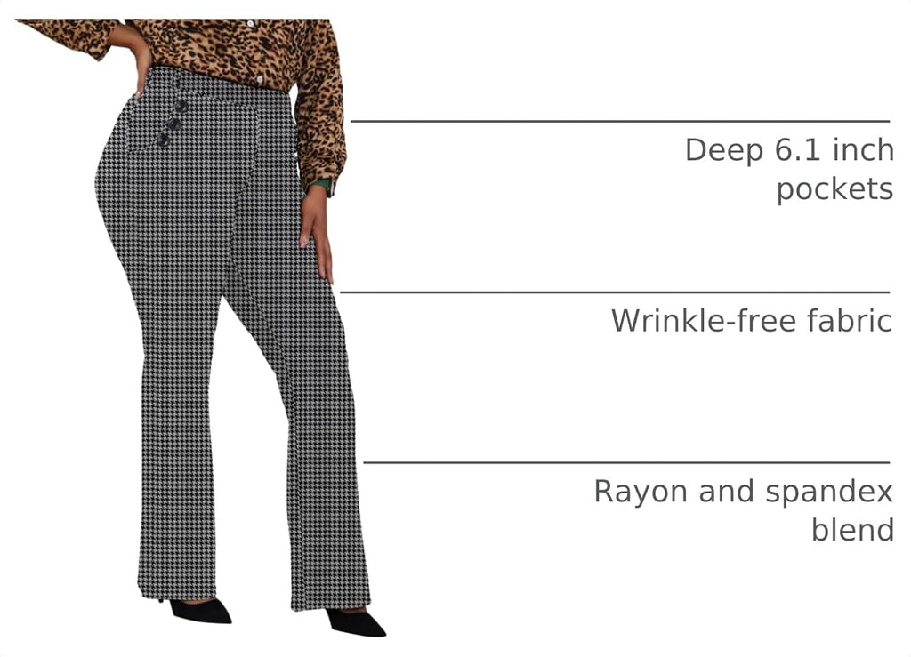 DGD Wrinkle-Free Stretch Dress Pants Plus Size for Women Pull-on Pant Ease into Comfort Office Pant