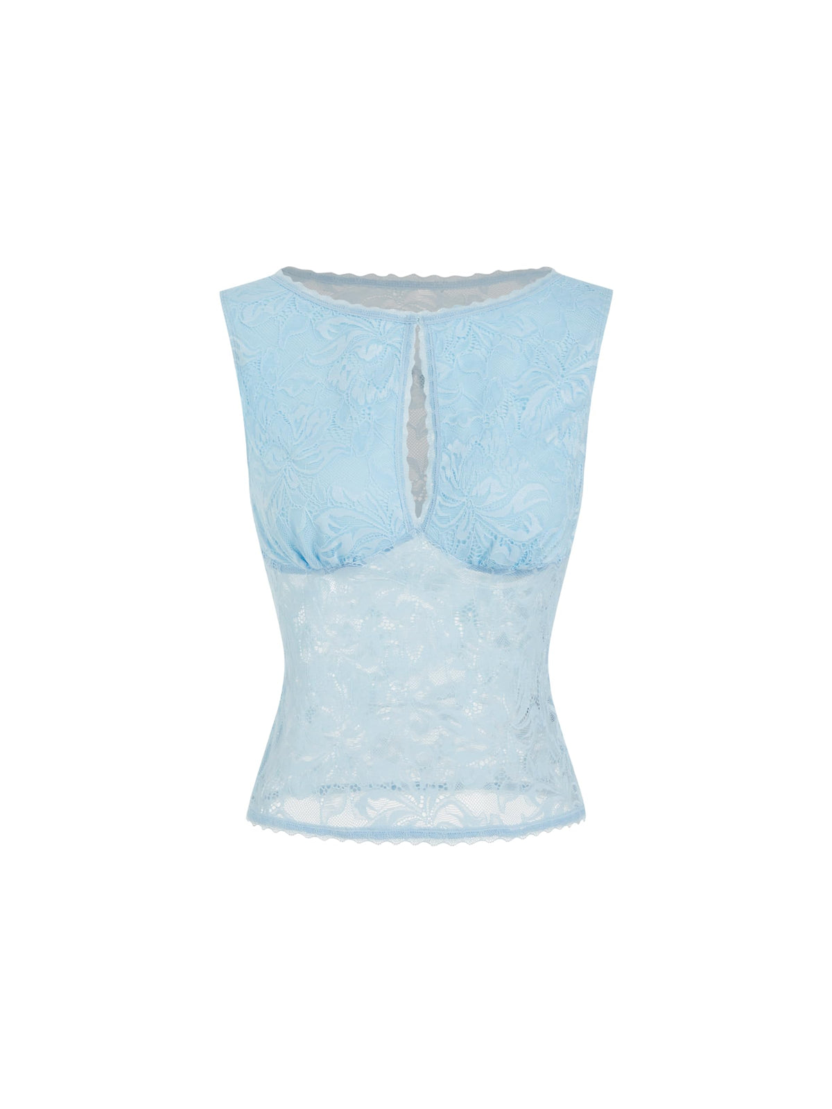 CIDER Womens Sheer Lace Boat Neck Sleeveless Top