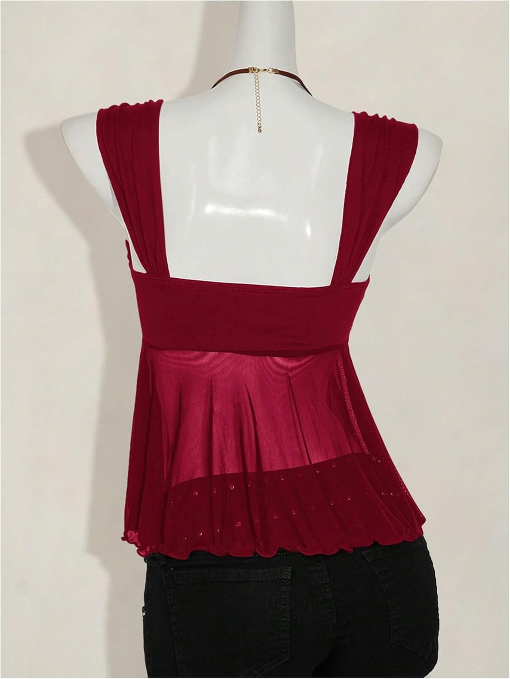 Milumia Women's Flowy Baby Doll Tank Tops Y2k Mesh Going Out Top Festival