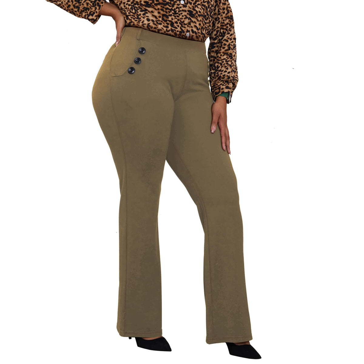 DGD Wrinkle-Free Stretch Dress Pants Plus Size for Women Pull-on Pant Ease into Comfort Office Pant