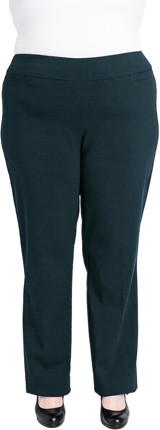 Briggs New York Women’s Plus Size Pull On Dress Pants 4 Pockets Straight Leg Stretchy Office Casual Work Slacks