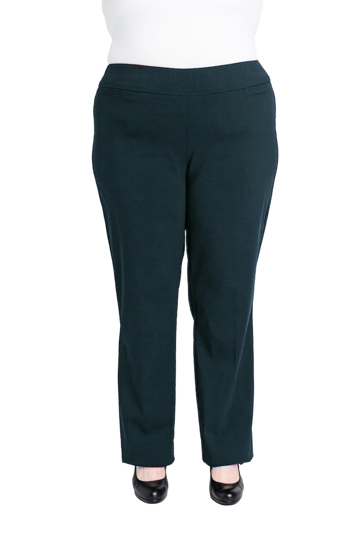 Briggs New York Women’s Plus Size Pull On Dress Pants 4 Pockets Straight Leg Stretchy Office Casual Work Slacks