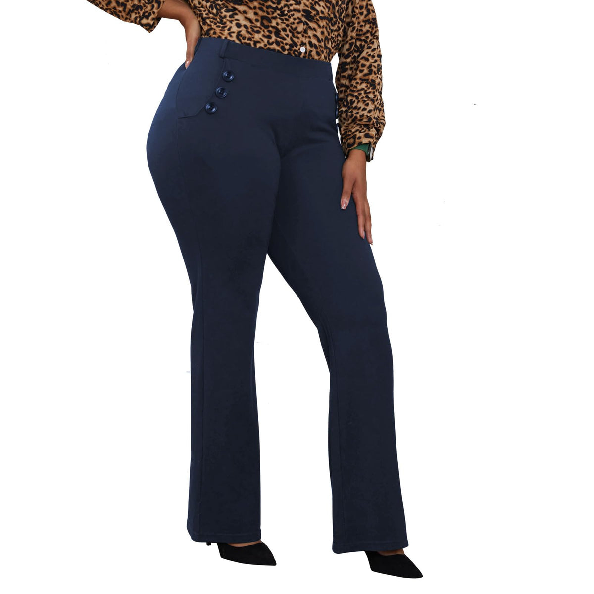 DGD Wrinkle-Free Stretch Dress Pants Plus Size for Women Pull-on Pant Ease into Comfort Office Pant