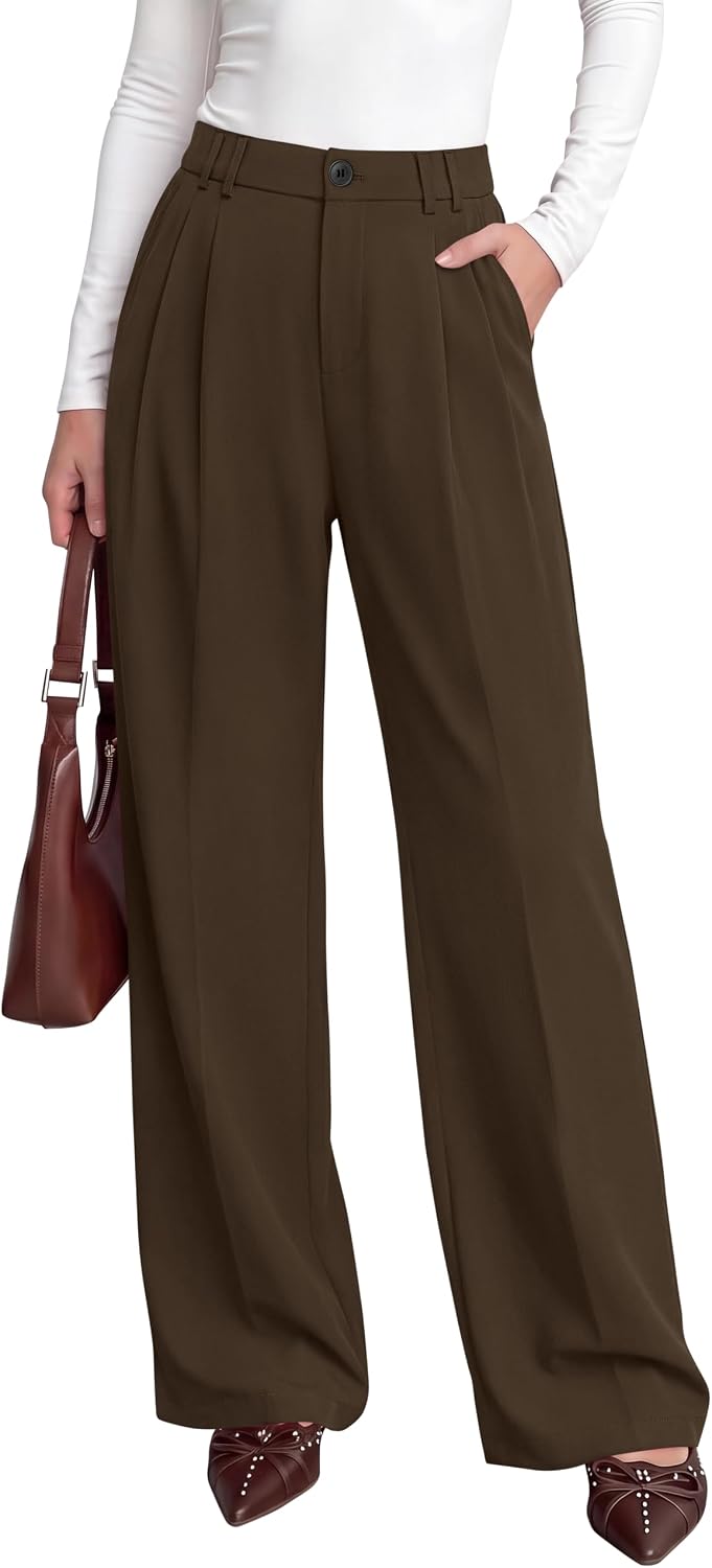 PRETTYGARDEN Women's Dress Pants Wide Leg Flowy Trousers