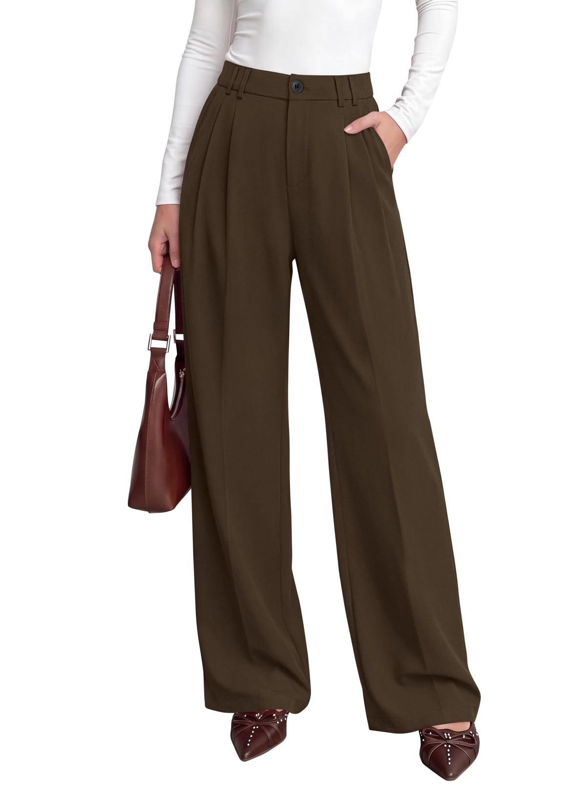 PRETTYGARDEN Women's Dress Pants Wide Leg Flowy Trousers