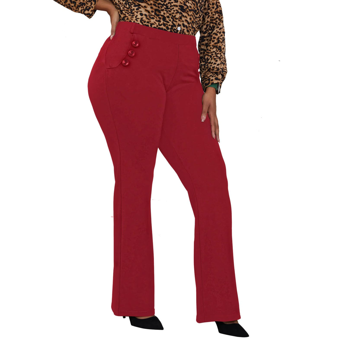 DGD Wrinkle-Free Stretch Dress Pants Plus Size for Women Pull-on Pant Ease into Comfort Office Pant