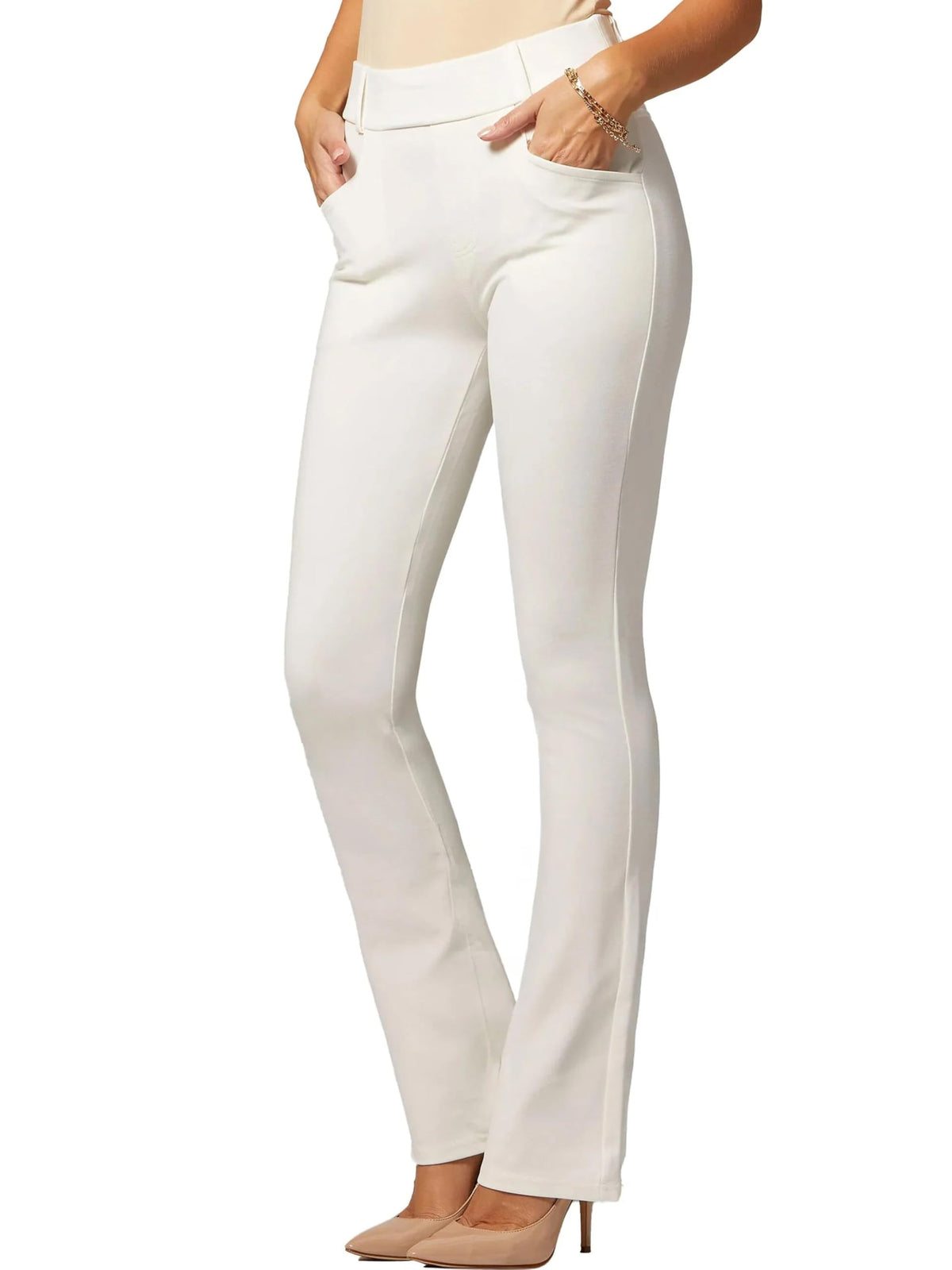 Conceited Stretch Slacks for Women - Wear to Work - Tummy Control Waistband - Bootcut Dress Pants with Pockets