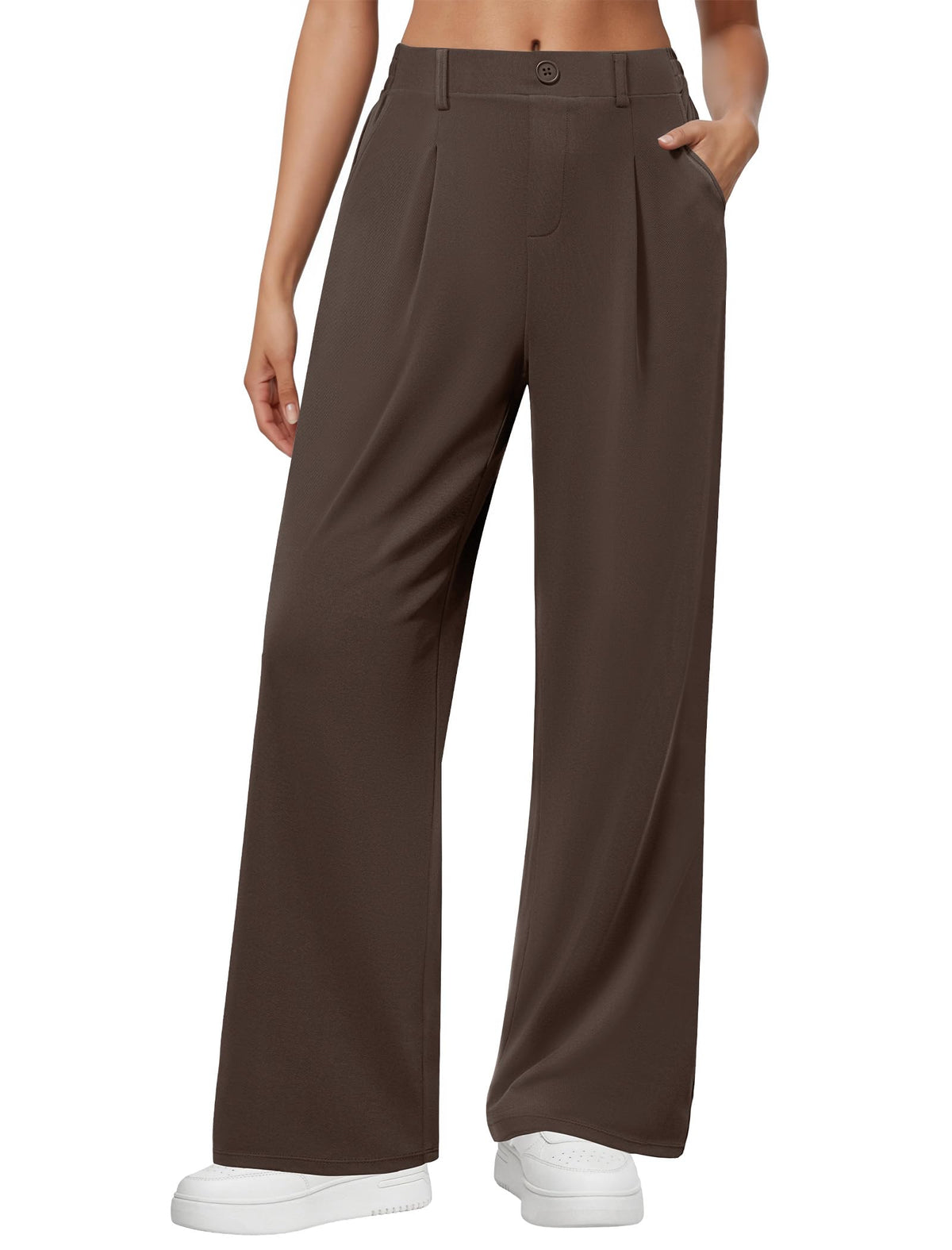 DLOODA Wide Leg Dress Pants for Women Pull on High Waisted Work Pants
