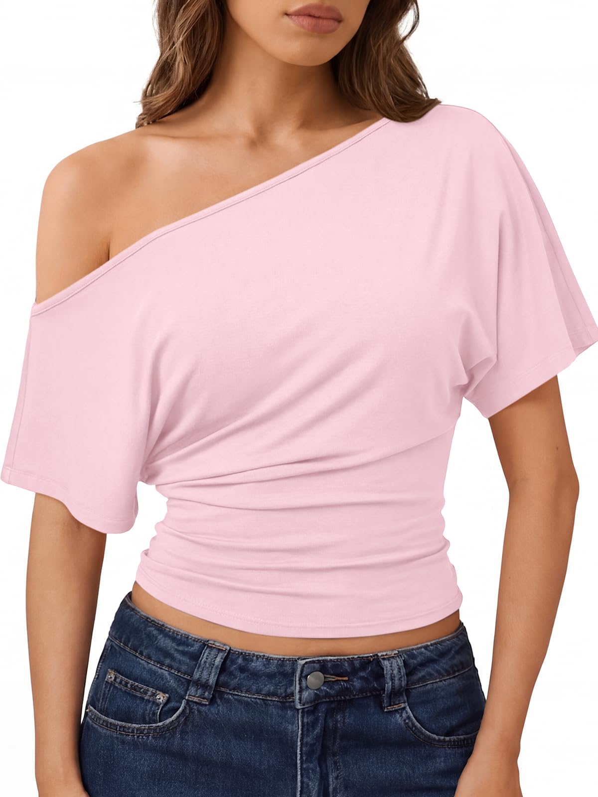 Trendy Queen Womens Off the Shoulder Tops 2026 Summer Going Out Crop Shirts