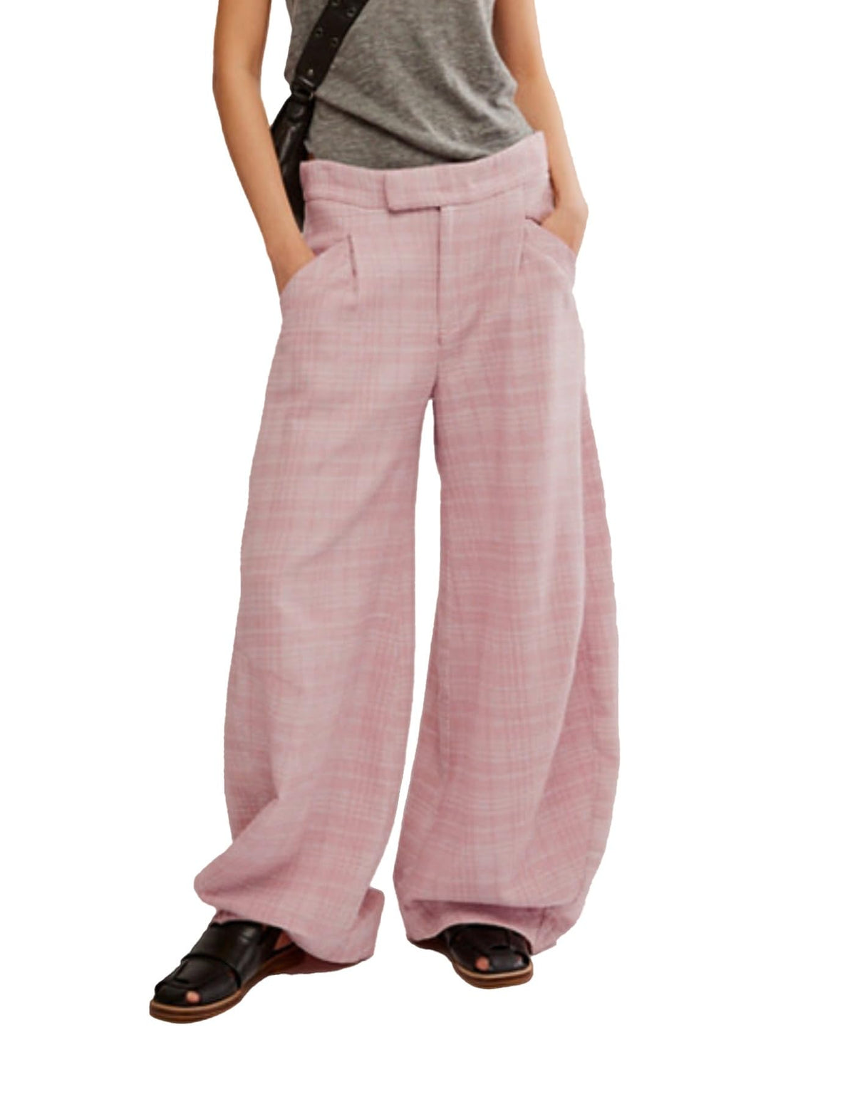 Kedera Women's Plaid Wide Leg Pants High Waisted Baggy Trousers Work Slacks