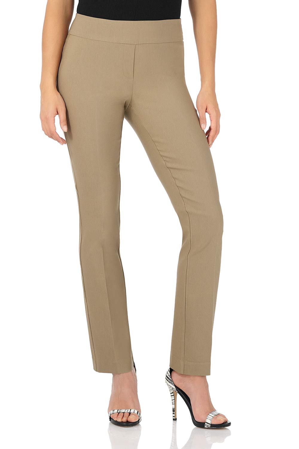 Rekucci Women's Ease Into Comfort Stretchy Straight Leg Office Pant with Tummy Control