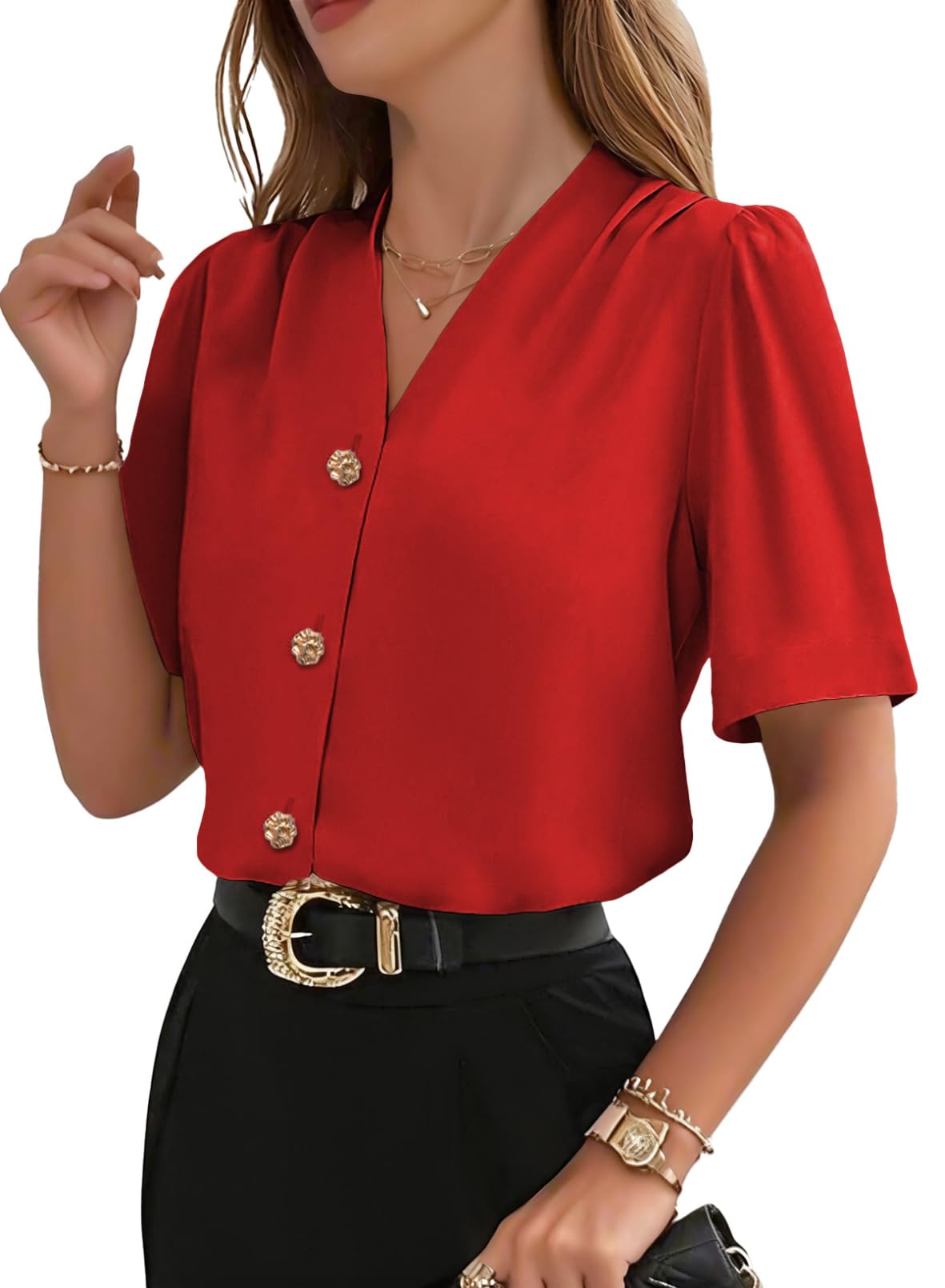 EVALESS Business Casual Tops for Women Button Down Shirts