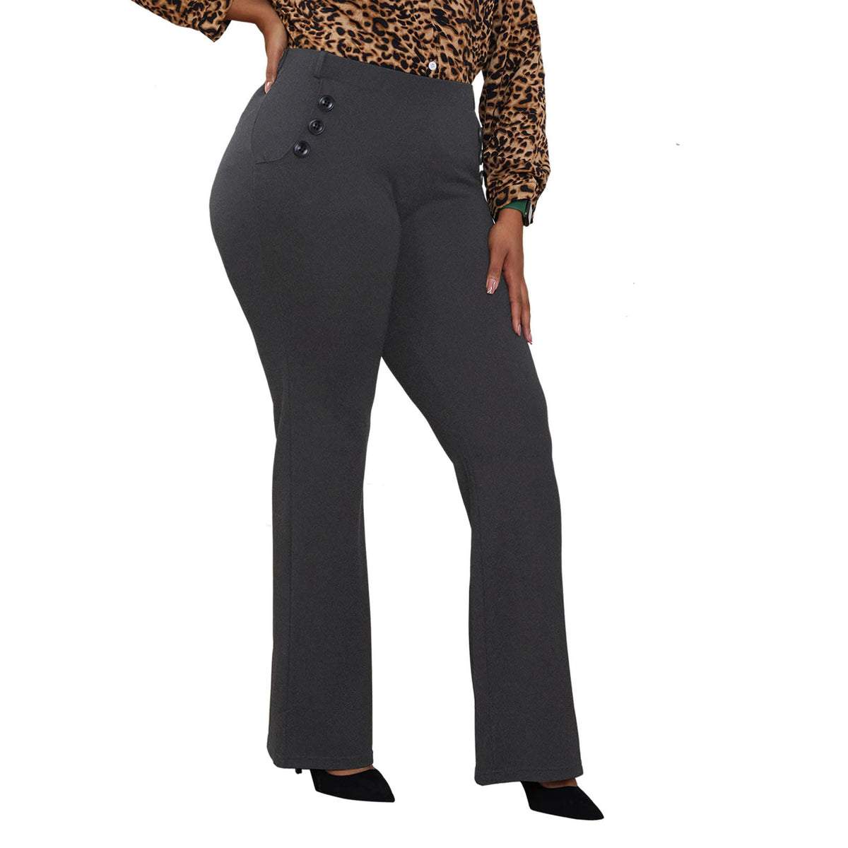 DGD Wrinkle-Free Stretch Dress Pants Plus Size for Women Pull-on Pant Ease into Comfort Office Pant