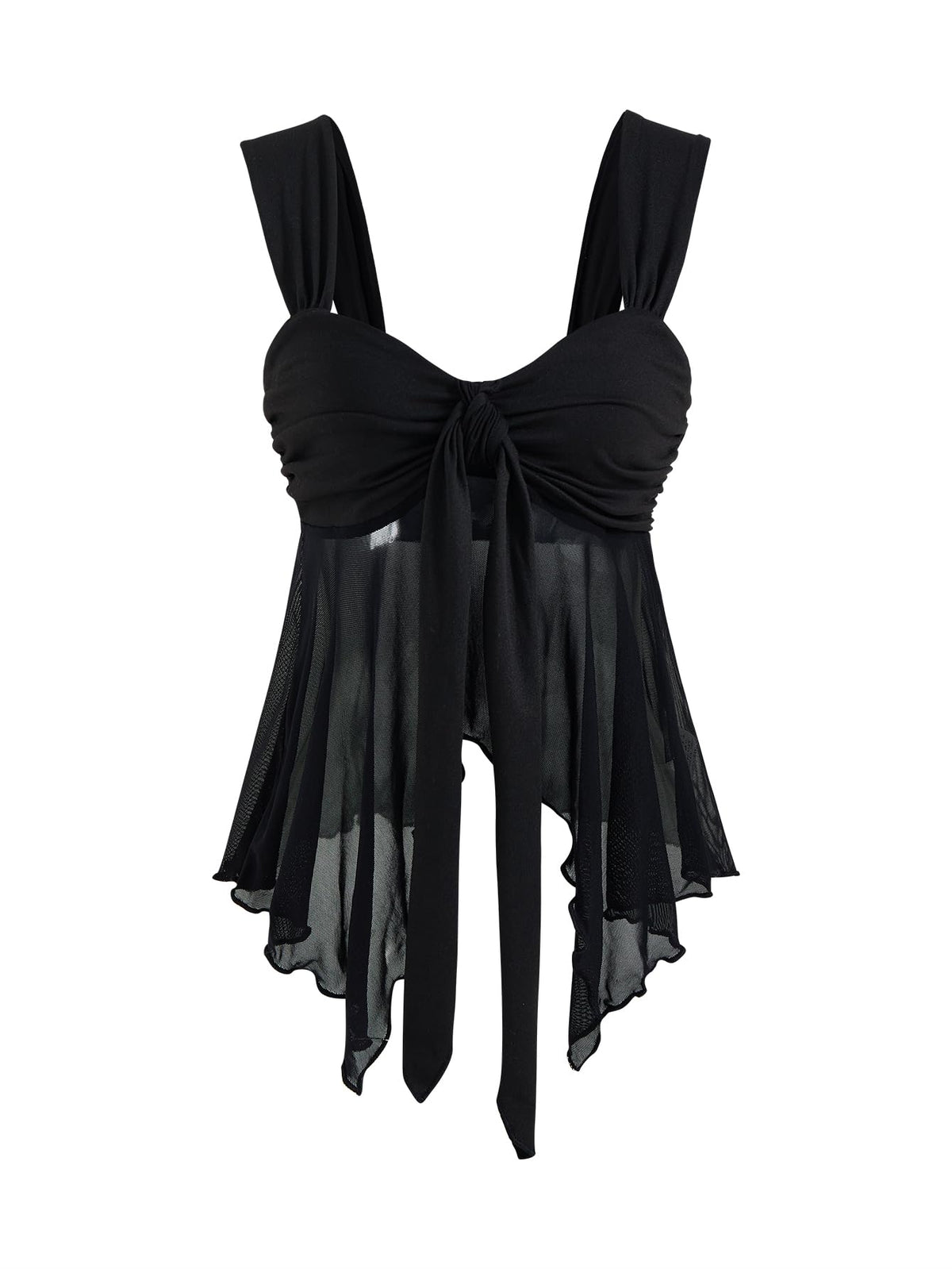 Milumia Women's Flowy Baby Doll Tank Tops Y2k Mesh Going Out Top Festival